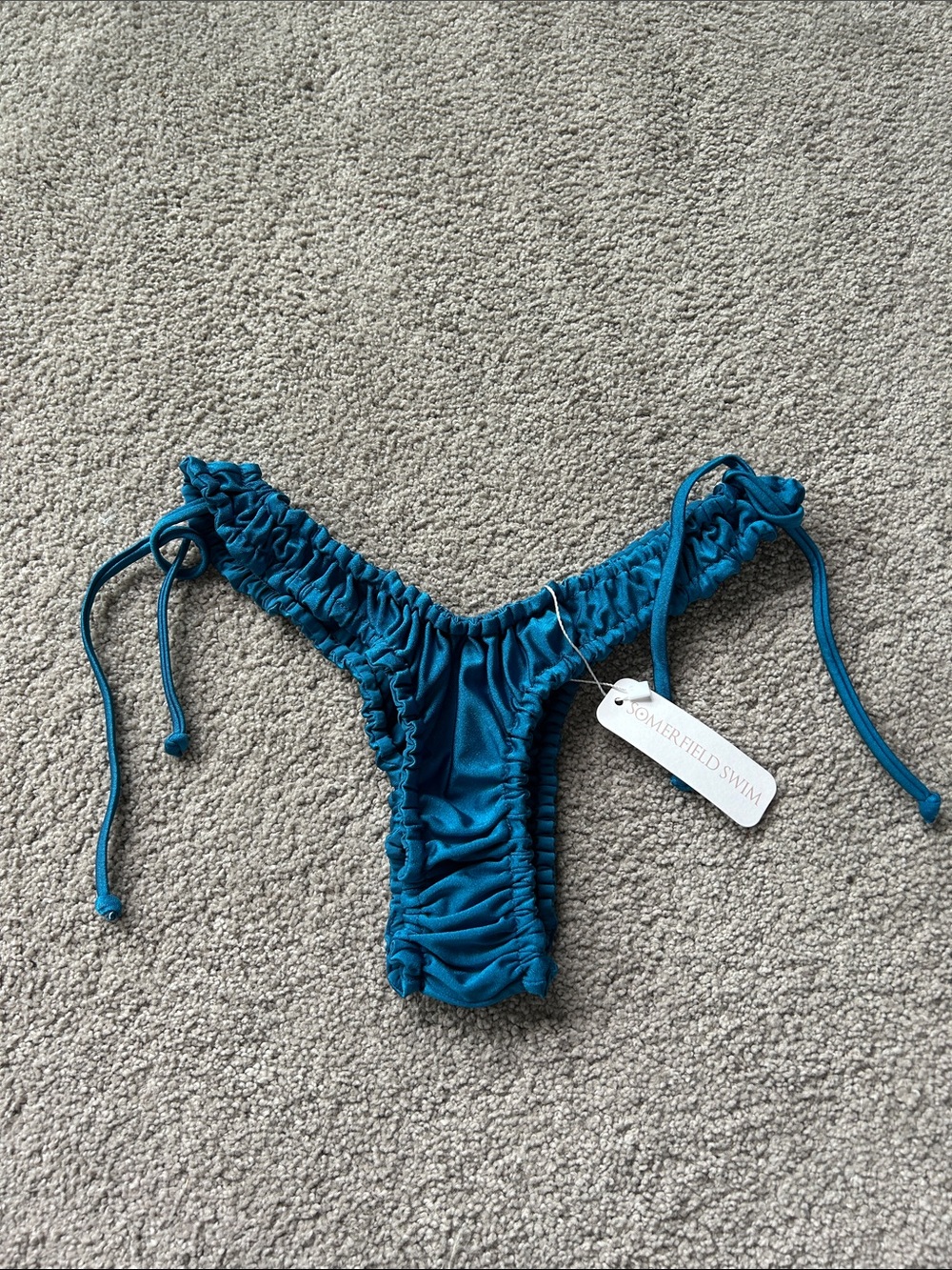NWT Somerfield Swim Teal Ruched Bikini Bottom Size Small